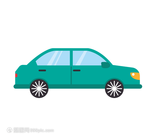 汽車綠色出租車矢量簡約元素 打造環保出行的視覺經典